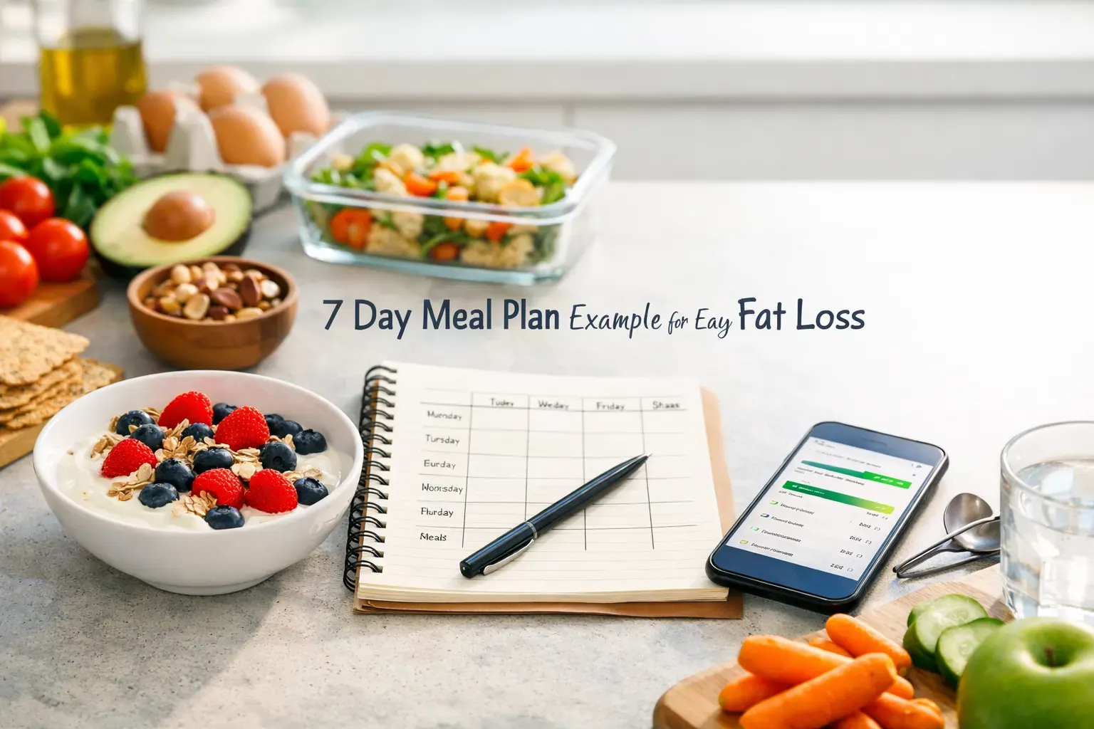 Ілюстрація статті Calorie Bank Credit про Приклад 7-денного меню для легкого схуднення